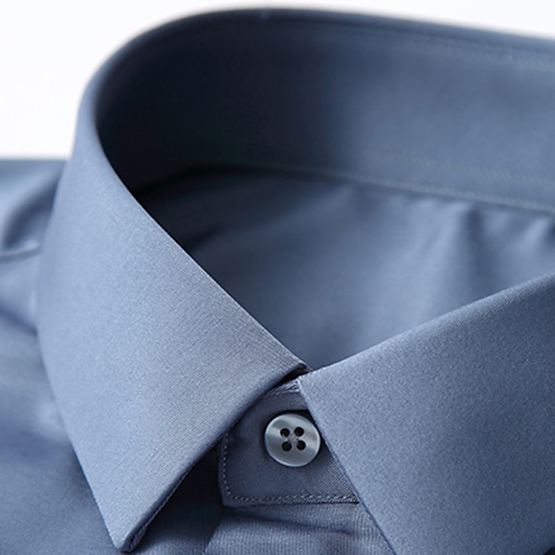 Men's Dress Shirt Non Iron Shirt Solid / Plain Color Wedding Office & Career Light Blue Black White Dark Navy Long Sleeve Turndown Spring & Summer Clothing Apparel2