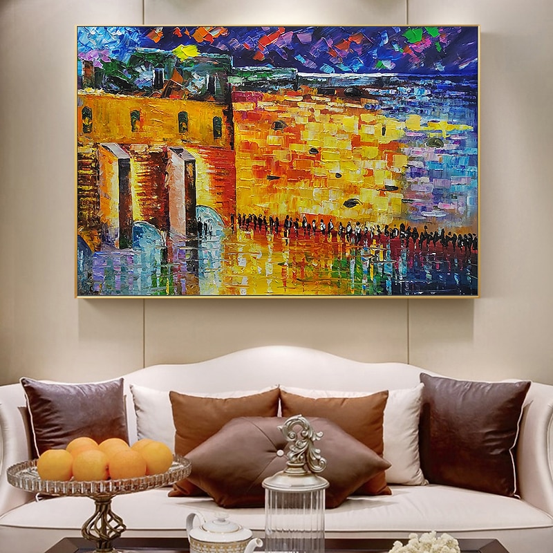Mintura Handmade Wailing Wall Jerusalem Landscape Oil Paintings On Canvas Wall Art Decoration Modern Abstract Picture For Home Decor Rolled Frameless Unstretched Painting2