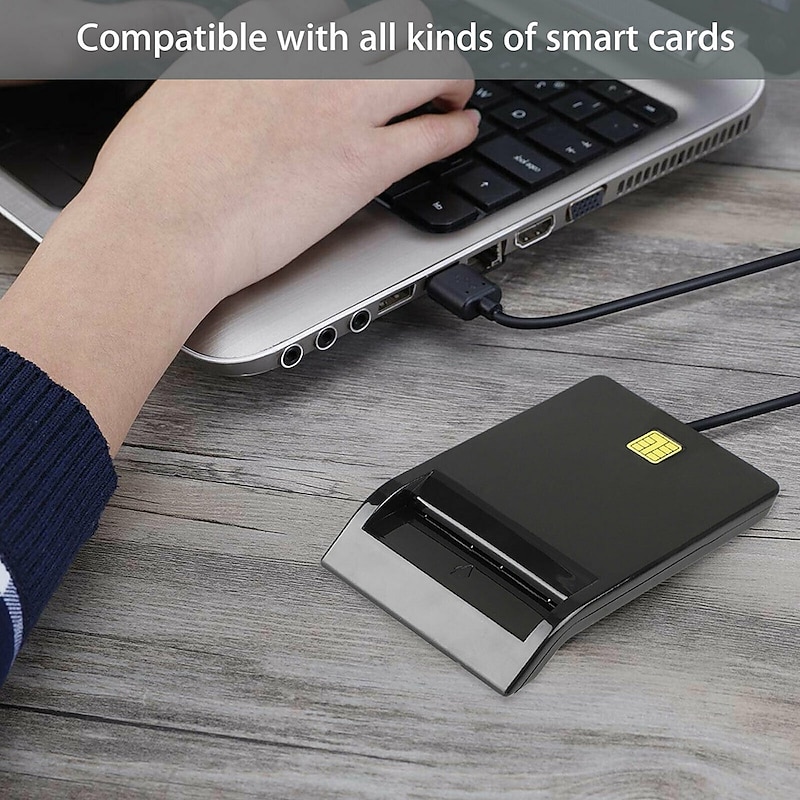 Smart Card Reader Common Access CAC USB For Home Black With CD Drive3