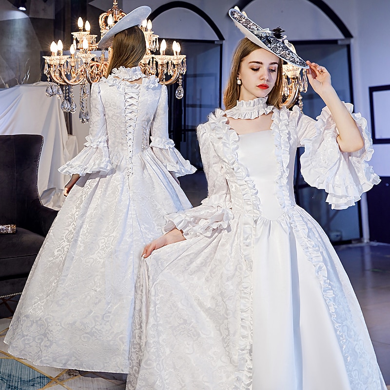 Cinderella Maria Antonietta Retro Vintage Rococo Victorian Renaissance 18th Century Princess Colonial Period Dress Women's Jacquard Costume Vintage Cosplay Performance Wedding Party 3/4-Length Sleeve