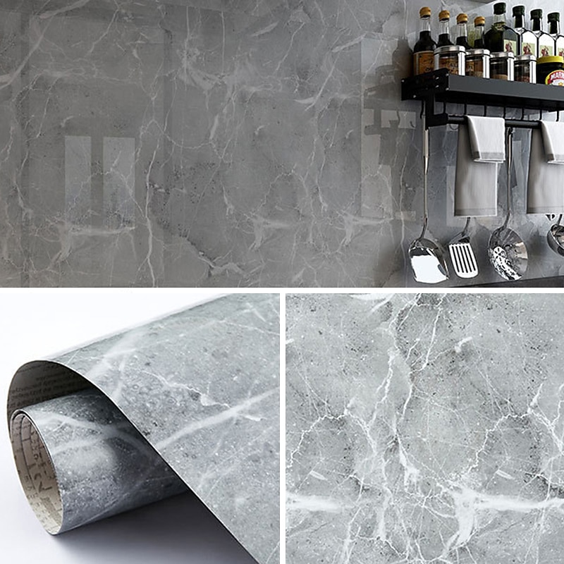 Cool Wallpapers Grey Wallpaper Wall Mural Marble Peel And Stick Wall Sticker Self-Adhesive Waterproof Oil Proof  Fireproof, Easily Removable Wall Covering Kitchen Countertop And Cabinet Shelf Liner4