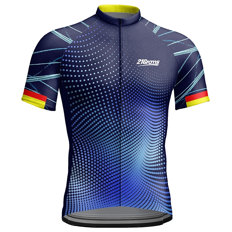 Men's Cycling Jersey Geometic Letter & Number Short Sleeve Bike Jersey Top with 3 Rear Pockets Mountain Bike MTB Road Bike Cycling Quick Dry Reflective Strips Back Pocket Moisture Wicking Sports4
