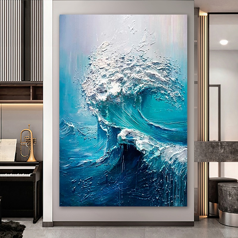 Oil Painting Hand Painted Vertical Abstract Modern Stretched Canvas