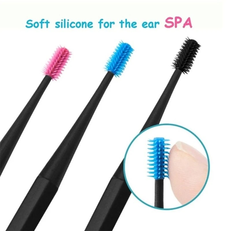 2pcs Double-Sided Earpick Soft Silicone Spiral Rotating Ear Wax Cleaner Ears Remover Clean Tool Spiral Design4