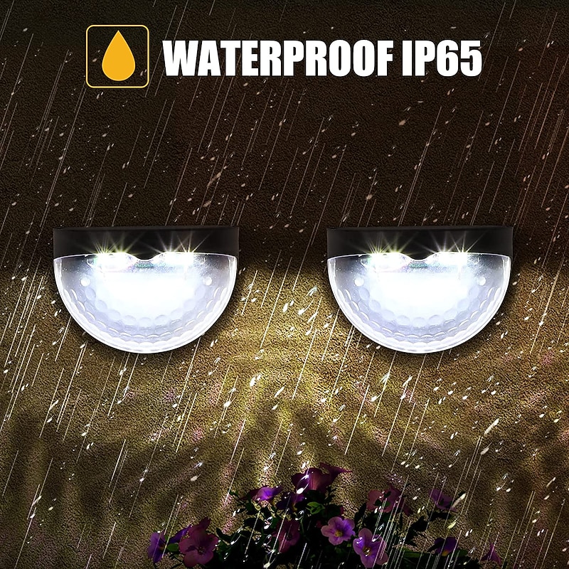 2/4pcs Solar Fence Light Outdoor Waterproof Wall Lights Solar Step Lights for Patio Fence Yard Garden Garage Deck Stairway Gate3