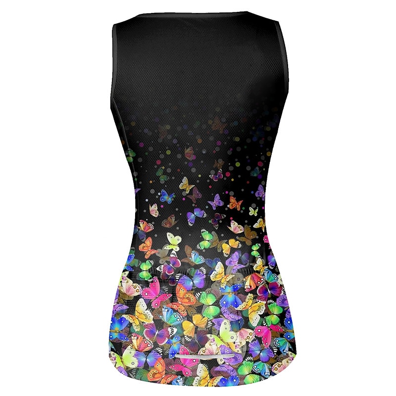 Women's Cycling Vest Cycling Jersey Graphic Butterfly Sleeveless Bike Vest / Gilet Jersey Top with 3 Rear Pockets Mountain Bike MTB Road Bike Cycling Quick Dry Back Pocket Moisture Wicking Breathable3