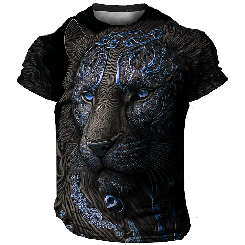 Men's Graphic Animal Tiger T Shirt Short Sleeve T shirt 3D Print Crew Neck Shirt Vintage Fashion Designer Outdoor Daily Sports Light Yellow Dark Yellow Yellow Spring & Summer Clothing Apparel S M L2