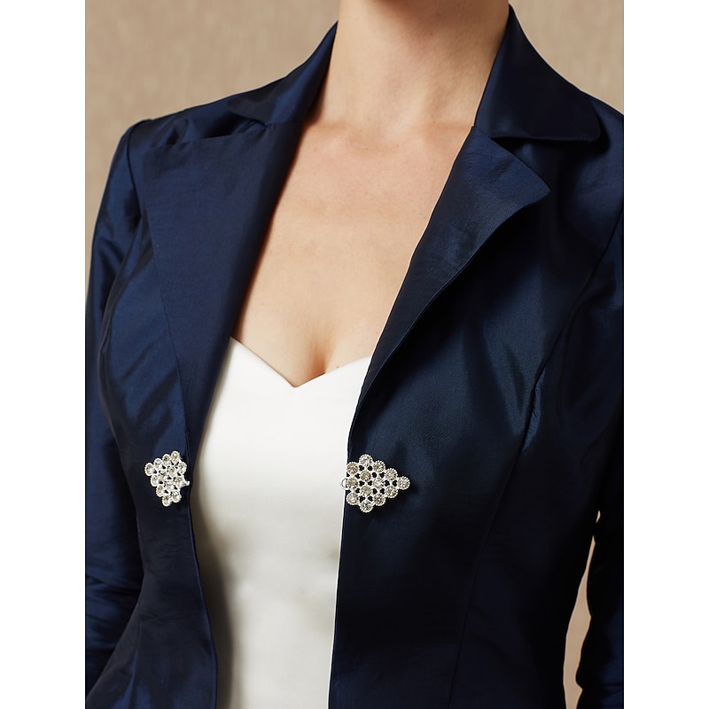 3/4 Length Sleeve Coats / Jackets Taffeta Wedding / Party / Evening / Wedding Guest Women's Wrap With Rhinestone / Buckle dress to impress4