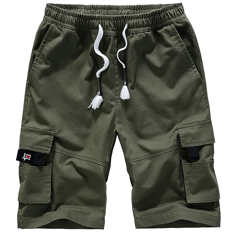 Men's Tactical Shorts Cargo Shorts Camo Shorts Summer Shorts Drawstring Elastic Waist Solid Color Camo / Camouflage Ripstop Breathable Black Army Green4