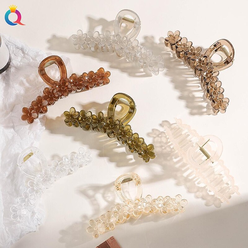 flower Large Claw Clips For Thick Hair  Hair Claws For Thick Hair Long Hair Claw Clips Variety Pack Large Hair Clips For Thick Hair Cute Claw Clips For Long Hair3