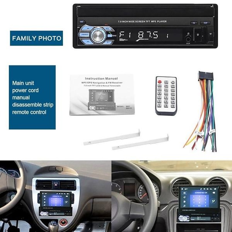 Newest 7" HD 1080P Retractable Touch Screen Car Radio Stereo 1 Din Bluetooth Car MP5 Player Support USB/AUX/FM/ Mirror Link Function+ Rearview Camera2