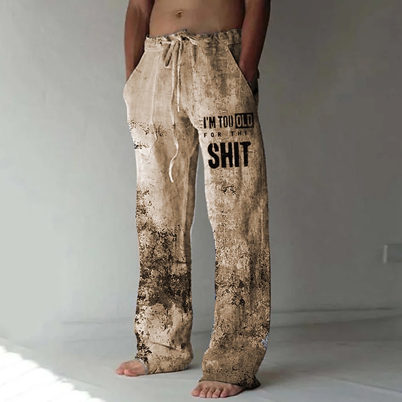 Men's Trousers Summer Pants Beach Pants Drawstring Elastic Waist 3D Print Letter Graphic Prints Comfort Casual Daily Holiday Streetwear Hawaiian Blue Purple3