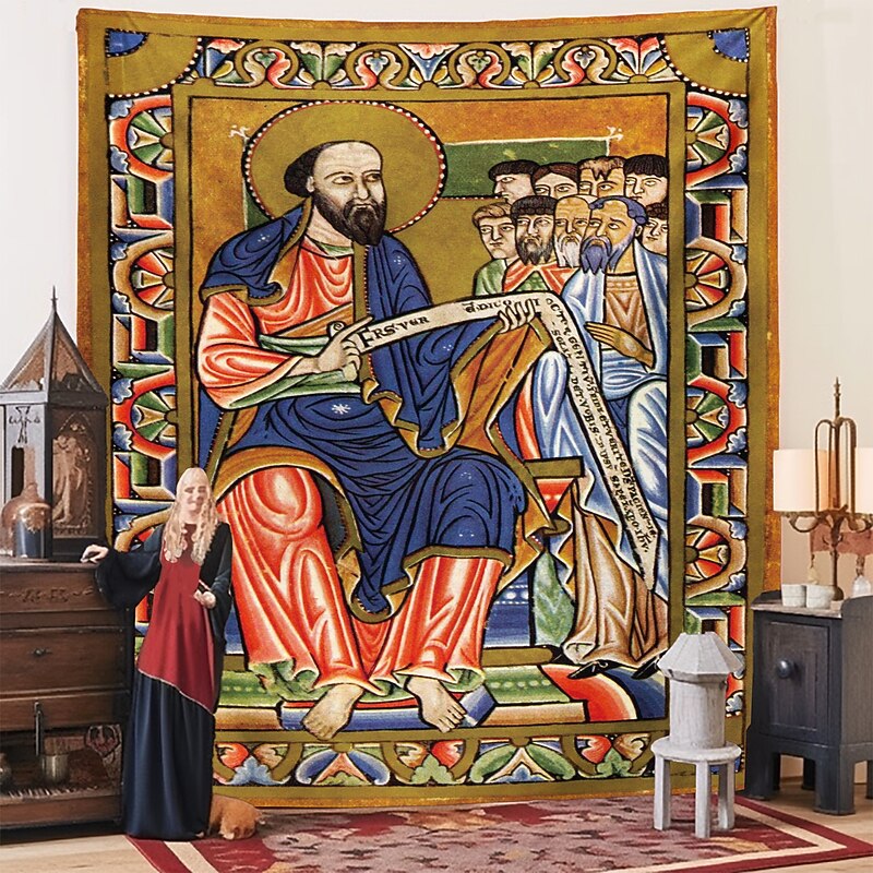 Medieval Painting Tapestry Middle Age Tapestry Wall Art Decor Photograph Backdrop Blanket Curtain Home Bedroom Living Room Decoration3