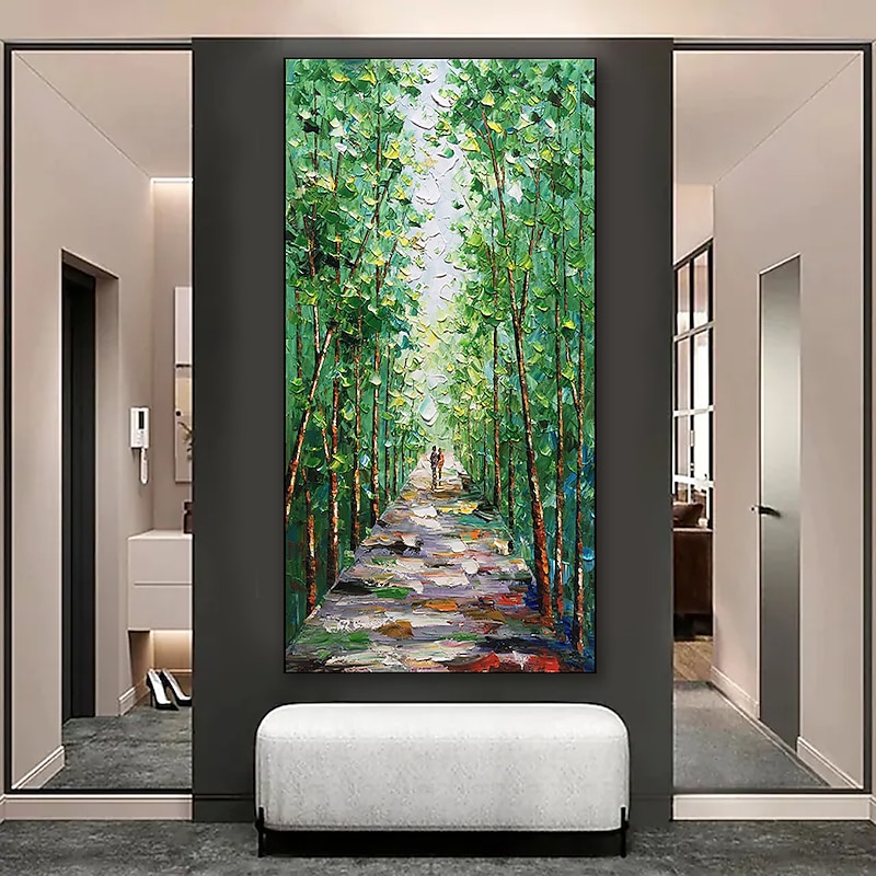 Oil Painting Handmade Hand Painted Wall Art Modern Abstract Couple Walking In The Forest Landscape Home Decoration Decor Rolled Canvas No Frame Unstretched4