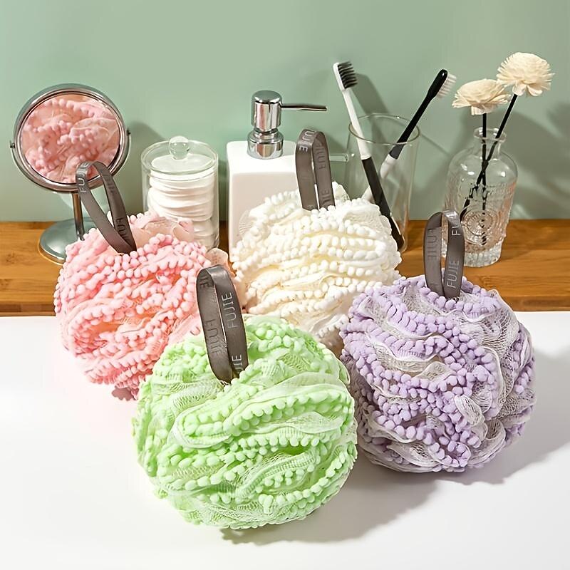 Big Bath Loofahs Shower Puff Ball, Flower Loofah Sponge Shower Bath Sponge Exfoliating Body Scrubber Pouf For Men Women2