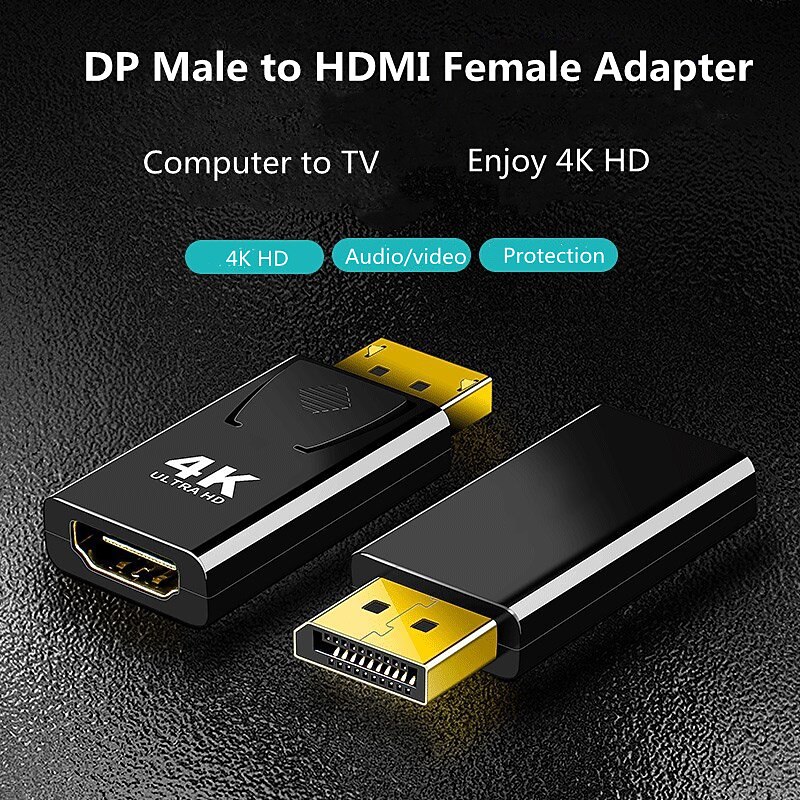 4K DisplayPort to HDMI-compatible Adapter Converter Display Port Male Mini DP to Female HD TV Cable Adapt Video For PC TV Cable3