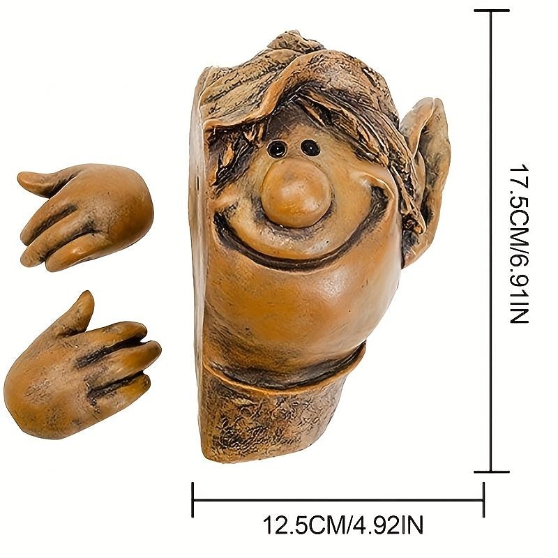 Garden Gnome Resin Statue Elf, Outdoor Tree Sculpture Garden Decor, Fairy Tree Peeker Hugger Garden Ornament, Tree Decoration For Patio Garden Yard Lawn Porch Decoration3