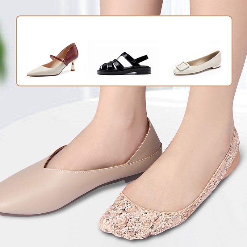 Women's Lace No-Show Socks – Non-Slip Invisible Footies with Silicone Grip – Ultra-Thin Breathable Ballet Flats Liner Socks for Dress Shoes2