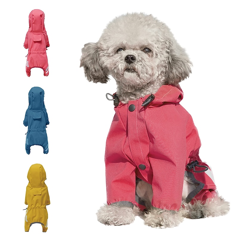 Dog Rain Coat Rain Jacket Fashion Reflective Waterproof Sports & Outdoors Safety Beach Pool Dog Clothing for Husky Golden Retriever Bichon Frise Pomeranian Small