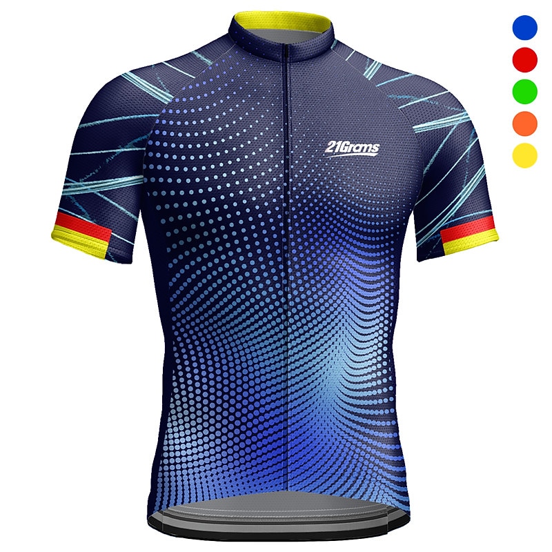 Men's Cycling Jersey Geometic Letter & Number Short Sleeve Bike Jersey Top with 3 Rear Pockets Mountain Bike MTB Road Bike Cycling Quick Dry Reflective Strips Back Pocket Moisture Wicking Sports