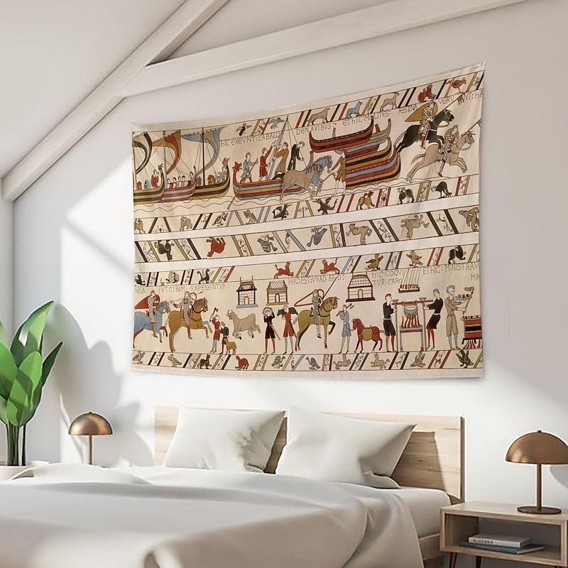 Medieval Bayeux Hanging Tapestry Wall Art Middle Age Decor Photograph Backdrop Blanket Curtain Home Bedroom Living Room Decoration2