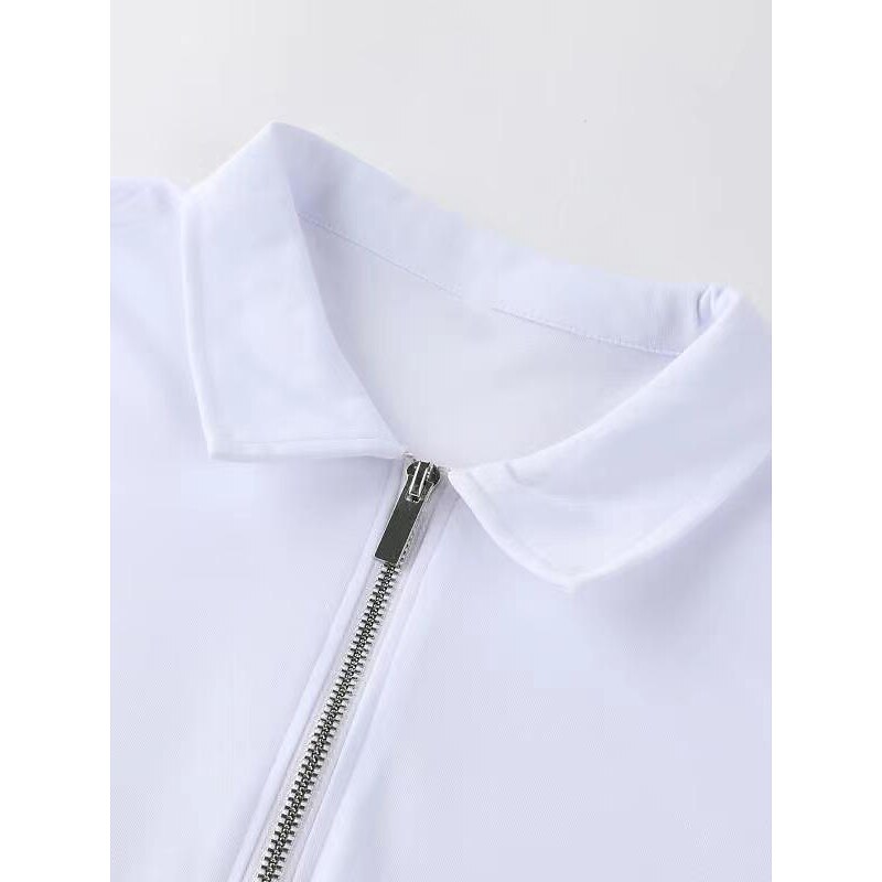 Men's Zip Polo Golf Shirt Vacation Casual Quarter Zip Short Sleeve Fashion Solid Color Plain Classic Summer Regular Fit Black White Navy Blue Royal Blue Light Grey Pale Blue Zip Polo3