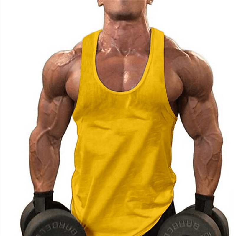 Men's Tank Top Vest Top Undershirt Sleeveless Shirt Sleeveless Round Neck Solid Colored Muscle Sports Gym Black White Yellow Top Tee for Men2