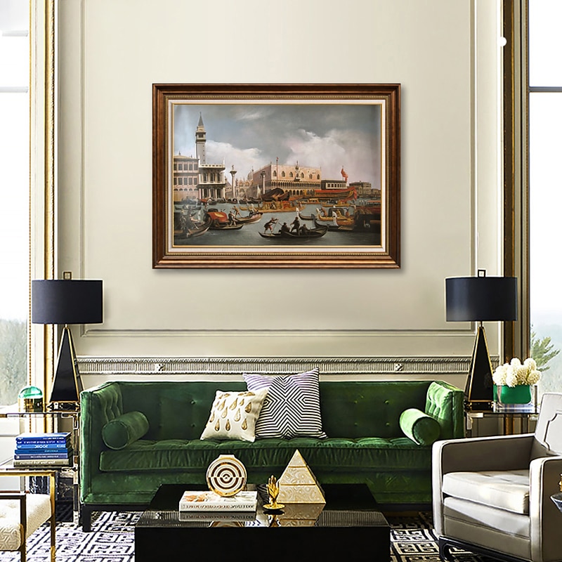 Handmade Oil Painting Canvas Wall Art Decoration Italian Classical Paintings Canaletto Boat racing on the Grand Canal for Home Decor Rolled Frameless Unstretched Painting3