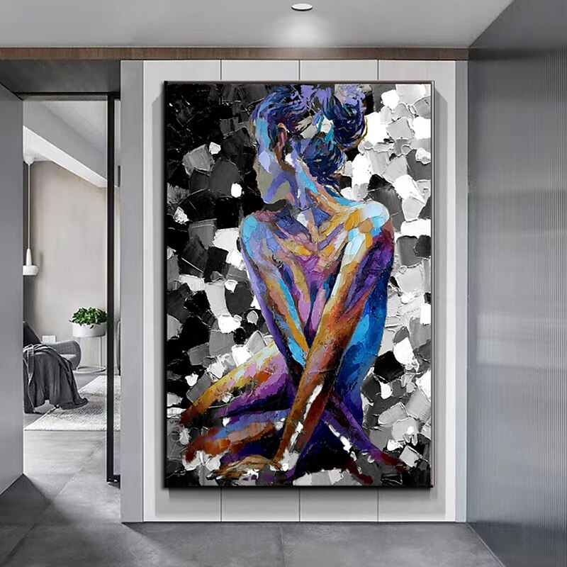 Handmade Hand Painted Oil Painting Wall Modern Abstract Painting Canvas Nude Lady Painting Home Decoration Decor Rolled Canvas No Frame Unstretched4