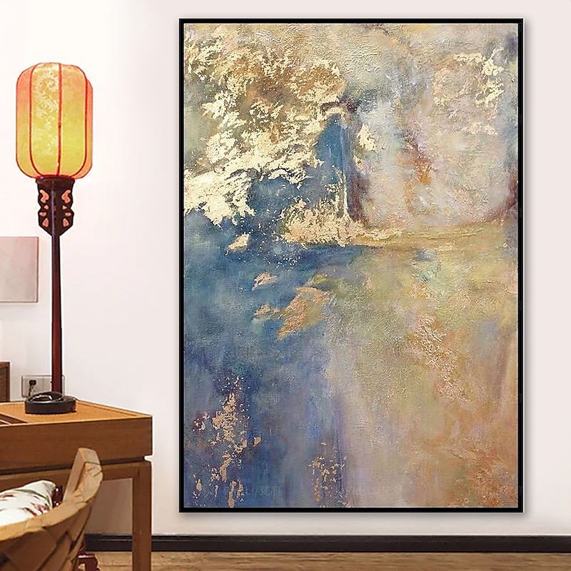 Large Size Oil Painting 100% Handmade Hand Painted Wall Art On Canvas Gold Purple Blue Cloud Abstract Modern Home Decoration Decor Rolled Canvas No Frame Unstretched