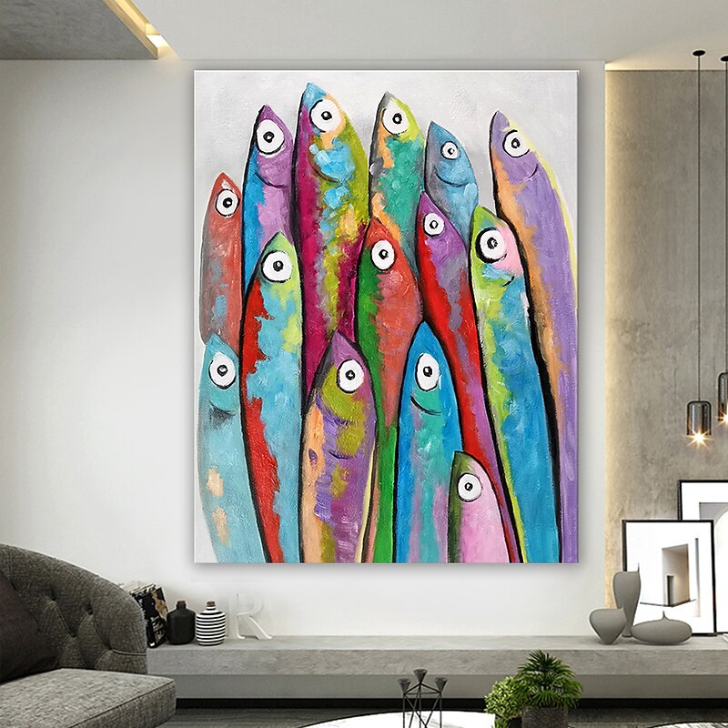 Oil Painting Hand Painted Vertical Abstract Animals Contemporary Modern Rolled Canvas (No Frame)4