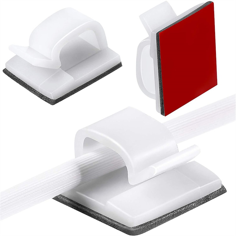 50 PCS Adhesive Cable Clips Upgraded Wall Wire Clips for Cable Management Strong Cord Clips Wire Holders for The Wall Under Desk3