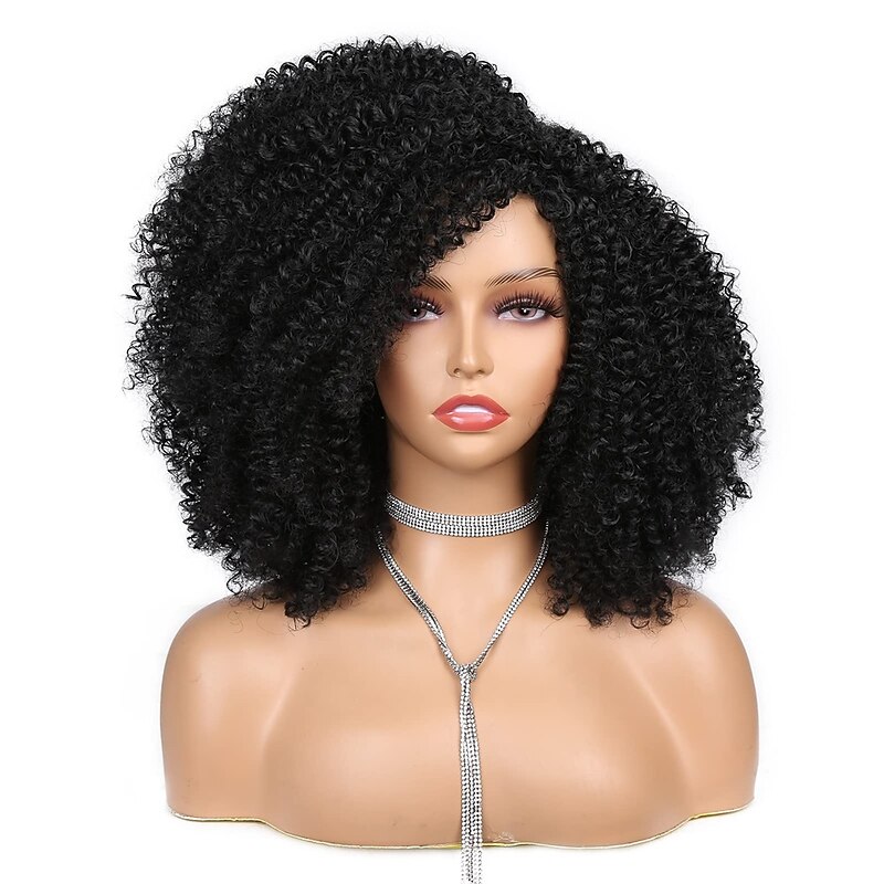 Short Curly Wig Afro Curly Wigs Kinky Curly Hair Wig Synthetic Afro Wigs for Black Women2