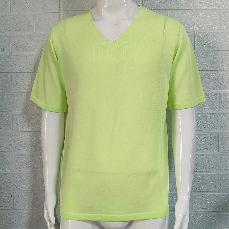 Men's T Shirt Knit Tee Tee Top Short Sleeves V Neck Summer Plain Fashion Designer Basic Knitted Vacation Street Going out Black White Brown Top Tee for Men3