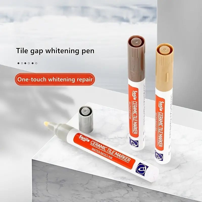Effortlessly Repair and Refresh Your Tiles with this White Waterproof Grout Pen!3