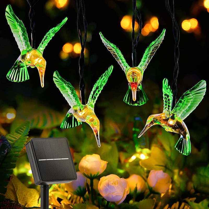 Solar Hummingbird String Lights 5m 20LEDs Outdoor Waterproof Fairy Lights Christmas Garden Wedding Party Garden Tree Balcony Landscape Decoration
