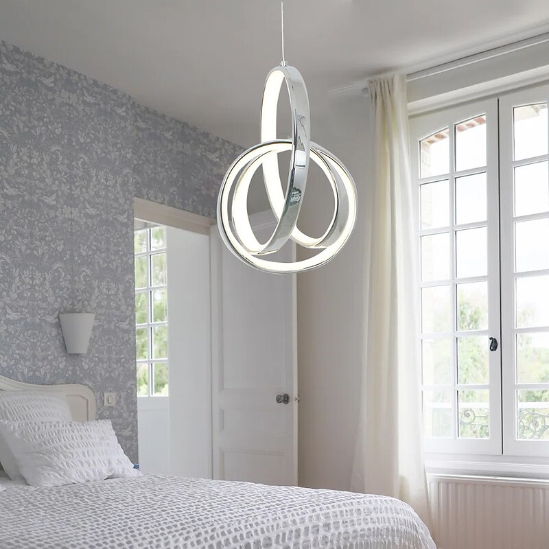 LED Modern Mini Pendant Light Ring Design Hanging Suspension Lighting Nordic Modern 10W 800Lm Light Aluminium Chrome Finishing for Dining Living Room Kichten Lamp4