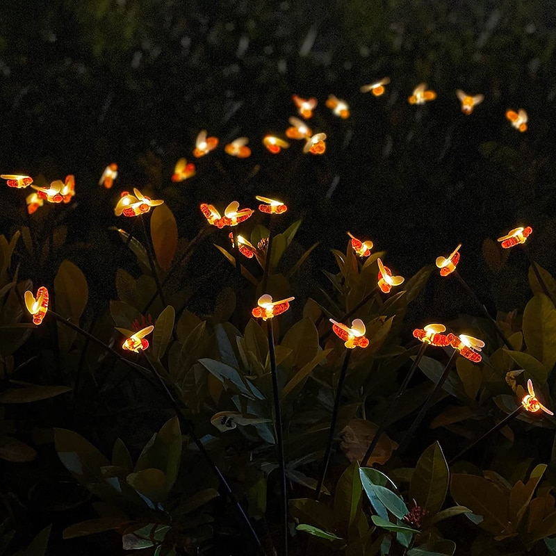 Solar Bee Firefly Lights Outdoor Waterproof Two Modes of Persistent Light and Flashing 6/8/10 Heads Warm White3