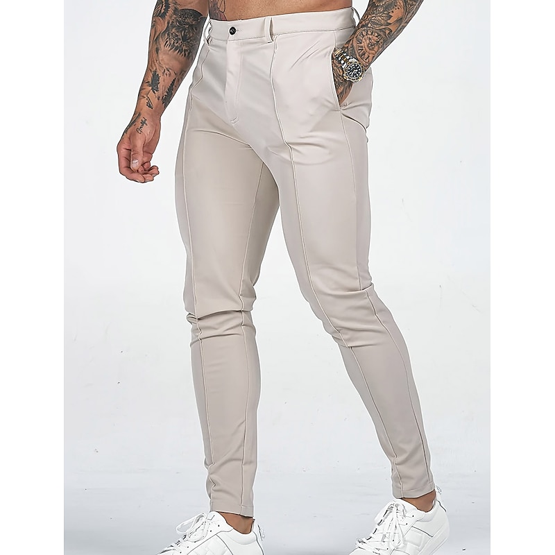 Men's Chinos Chino Pants Pocket Geometry Comfort Breathable Outdoor Daily Going out Fashion Casual Black Dark Blue Inelastic3