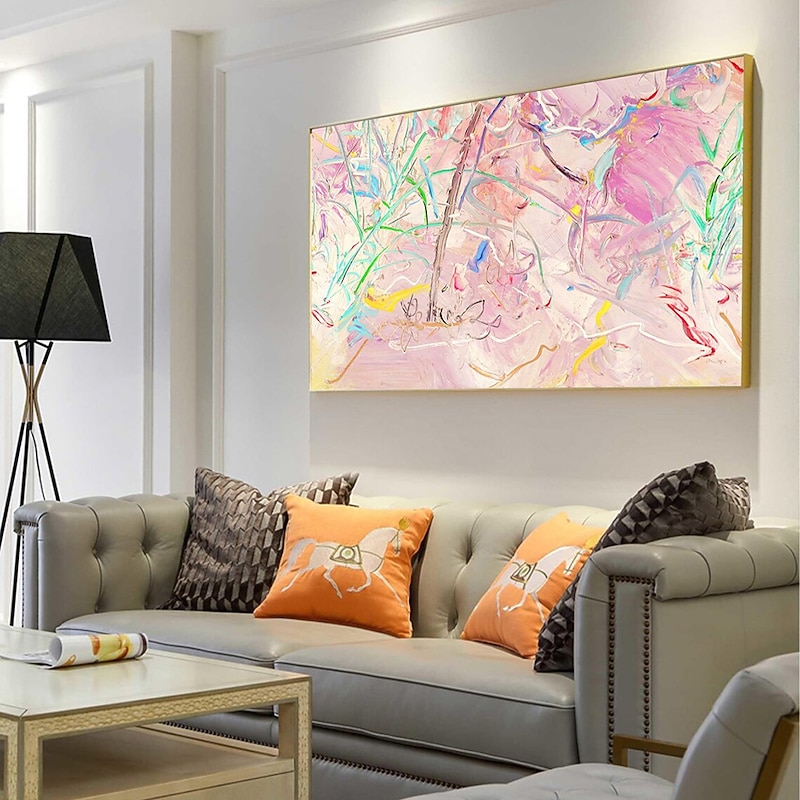 Handmade Oil Painting Canvas Wall Art Decoration Modern Pink Abstract Texture for Home Decor Rolled Frameless Unstretched Painting4