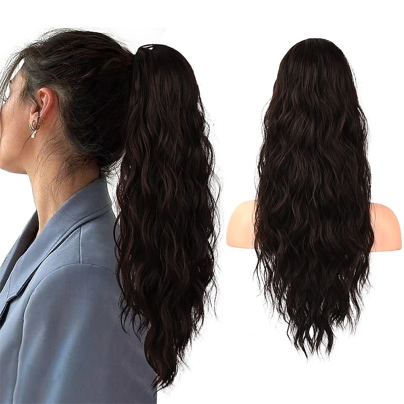 Ponytail Extension 26 Inch Drawstring Ponytail Hair Extensions for WomenLong Curly Wavy Ponytail Natural Wavy Synthetic Hairpiece for Women Daily Use party