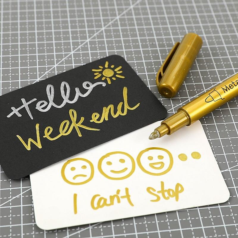 2pcs Art DIY Metal Waterproof Permanent Paint Marker Pens1.5mm Craftwork Resin Mold Pen Art Painting Student Supplies3