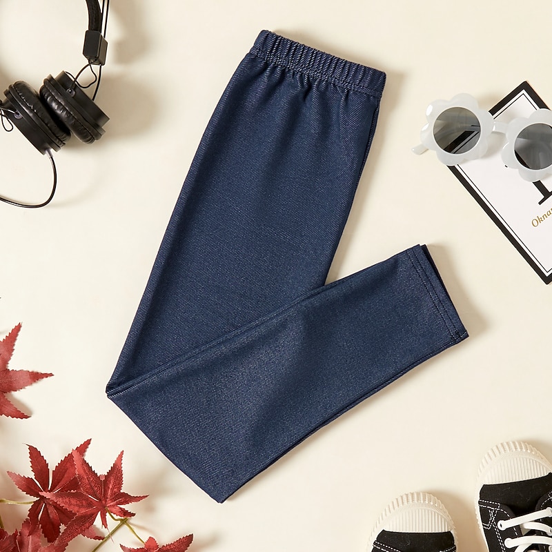 Kids Girls' Leggings Solid Color Daily Outdoor 7-13 Years Summer Black Royal Blue3