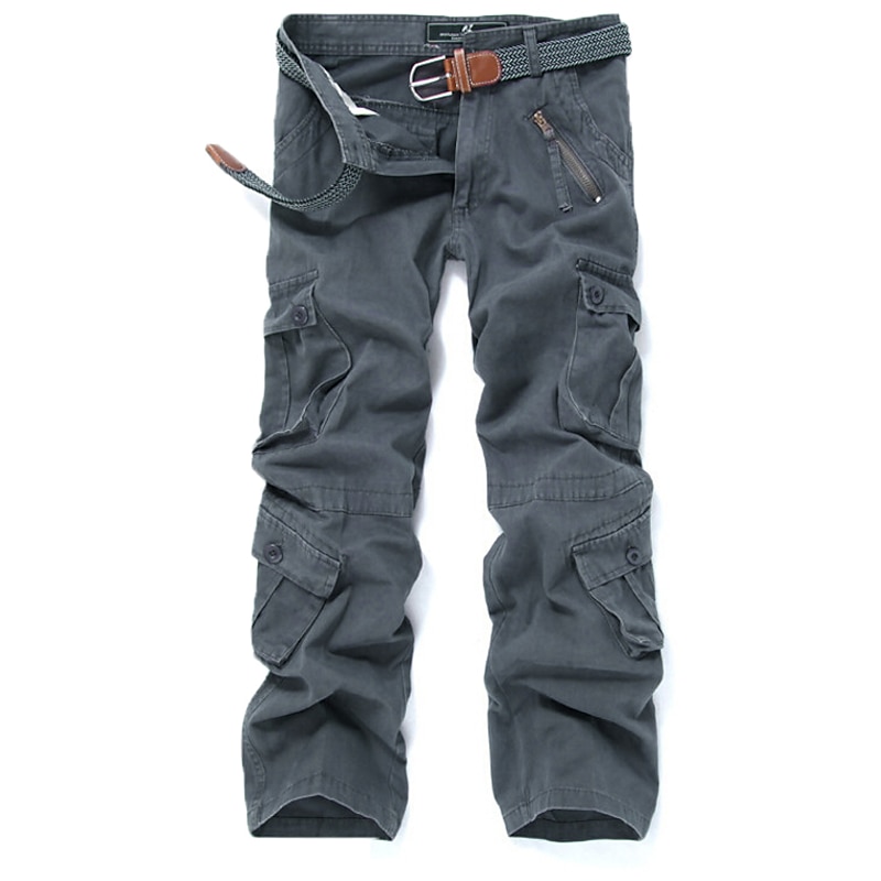 Men's Cargo Pants Cargo Trousers Trousers Parachute Pants Multi Pocket Solid Color Full Length Work Going out Cotton Fashion Streetwear Grass Army Green Earthy Green Micro-elastic2