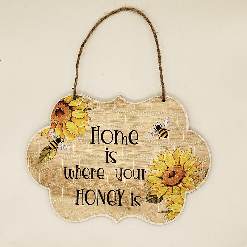 1pc Bee Wall Hanging, Wooden Animal Pattern Plaque Sign Wll Decor Accessories, For Garden Cafe Room Decor Household Items 6.3''x9''4