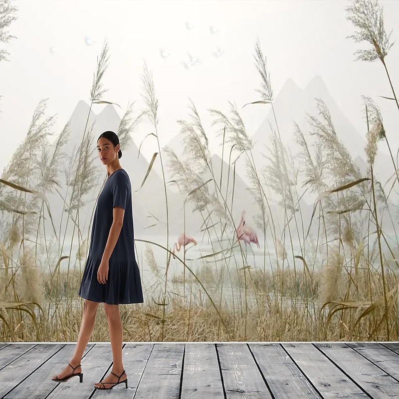 Cool Wallpapers Nature Wallpaper Wall Mural 3D Home Decoration Reeds Wall Covering Canvas Material Self adhesive Wallpaper Mural Wall Cloth Room Wallcovering2