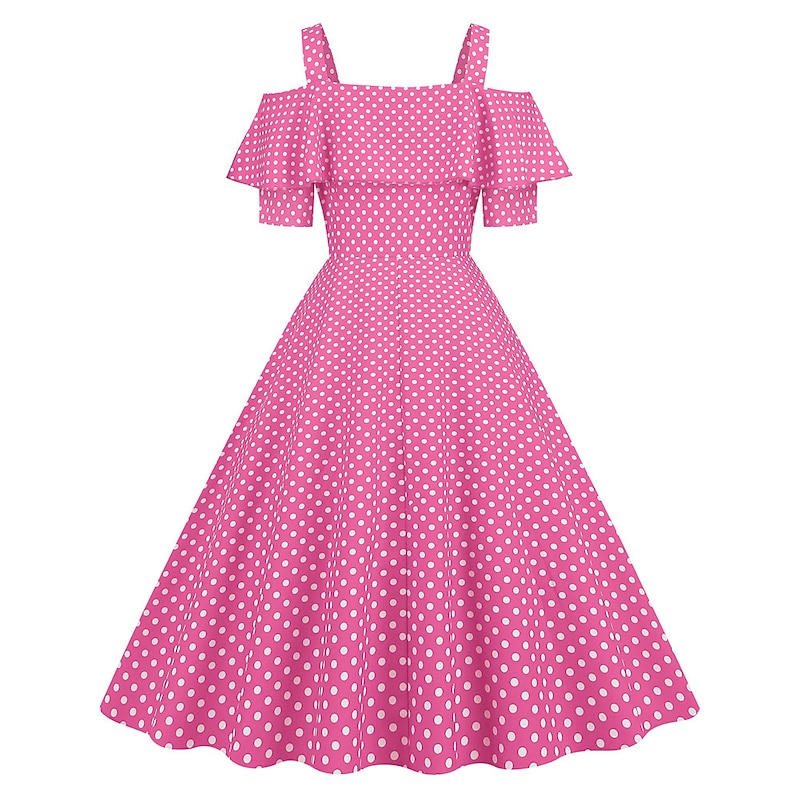 Retro Vintage 1950s Cocktail Dress Dress Party Costume Flare Dress Polka Dot Fancy Dress Women's Party / Evening Bachelorette Party Adults' Dress Homecoming Dresses3