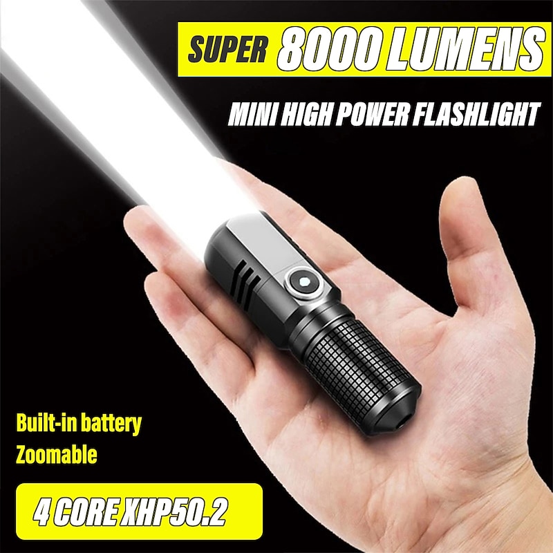 Waterproof XHP50 LED Flashlight Mini USB Torch Rechargeable Zoom Fishing Lantern Powerful Tactical Flash Light Camping Lamp2