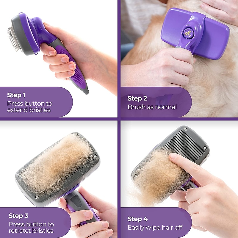 Self-Cleaning Brush for Dogs Cats - The Ultimate Dog Brush for Shedding Hair Fur - Comb for Grooming Long Haired & Short Haired Dogs Cats Rabbits & More Deshedding Tool2
