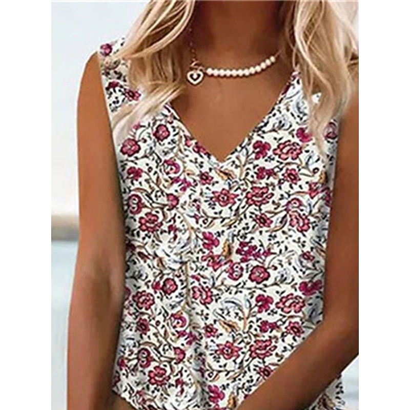 Women's Tank Dress Floral Ditsy Floral Print V Neck Midi Dress Bohemia Boho Daily Sleeveless Summer Spring3